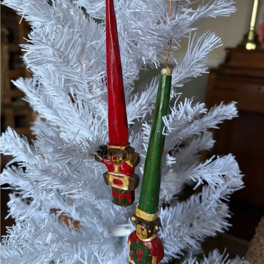 Vintage 1974 Festive Nutcracker Ornaments - Red and Green